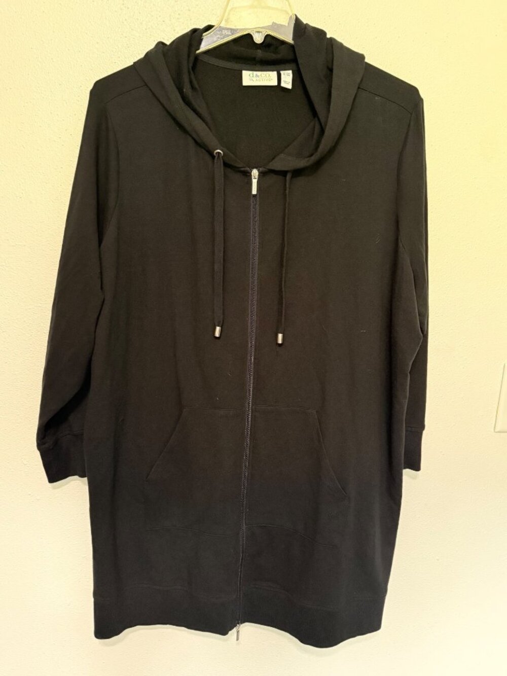 D&Co. Active Womens 3X Black Full Zip Hoodie Jacket Tunic Athleisure Dress